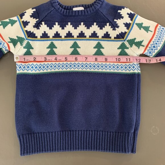 Hanna Andersson 90 3T Holiday Sweater Navy Trees Christmas Pullover Fair Isle - Picture 10 of 12